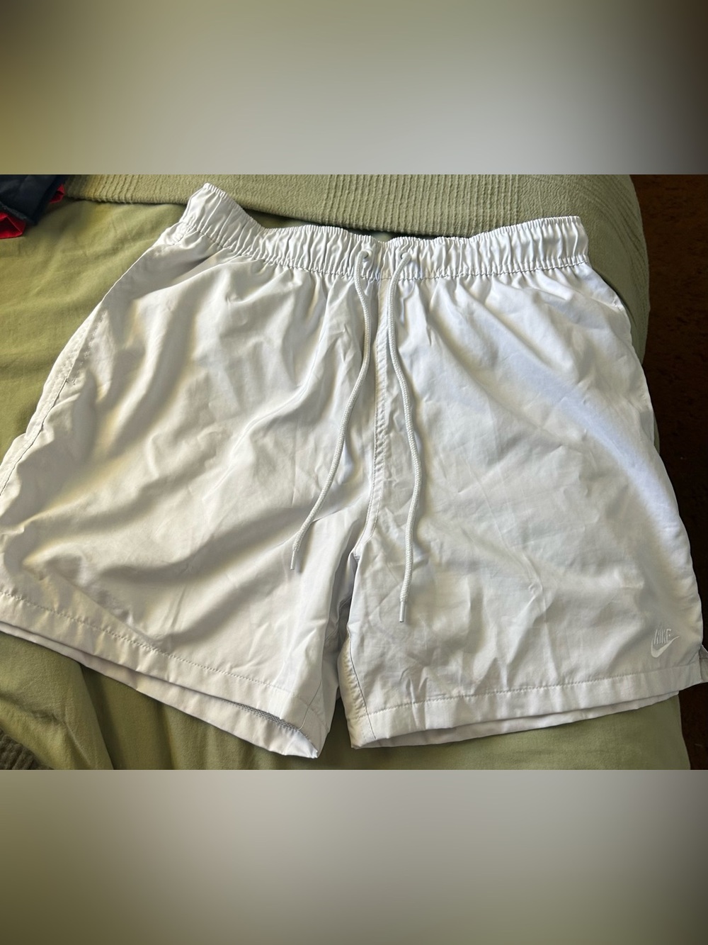 Nike White Mesh-Lined Athletic Shorts with Elastic Waist